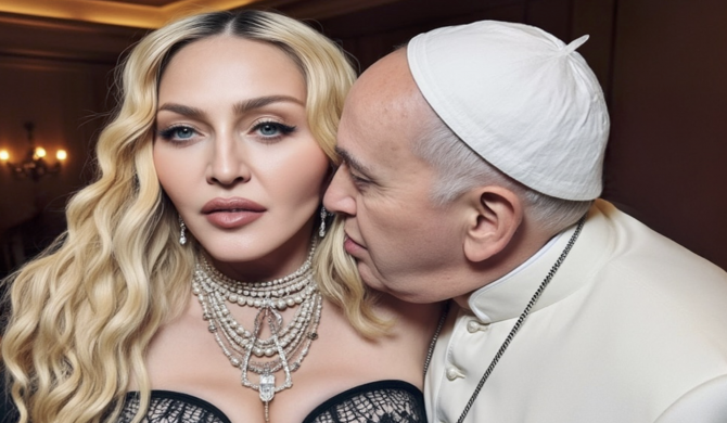 Madonna opublikowała zdjęcia z obściskującym ją papieżem Franciszkiem. „W końcu znalazła chłopaka w swoim wieku”