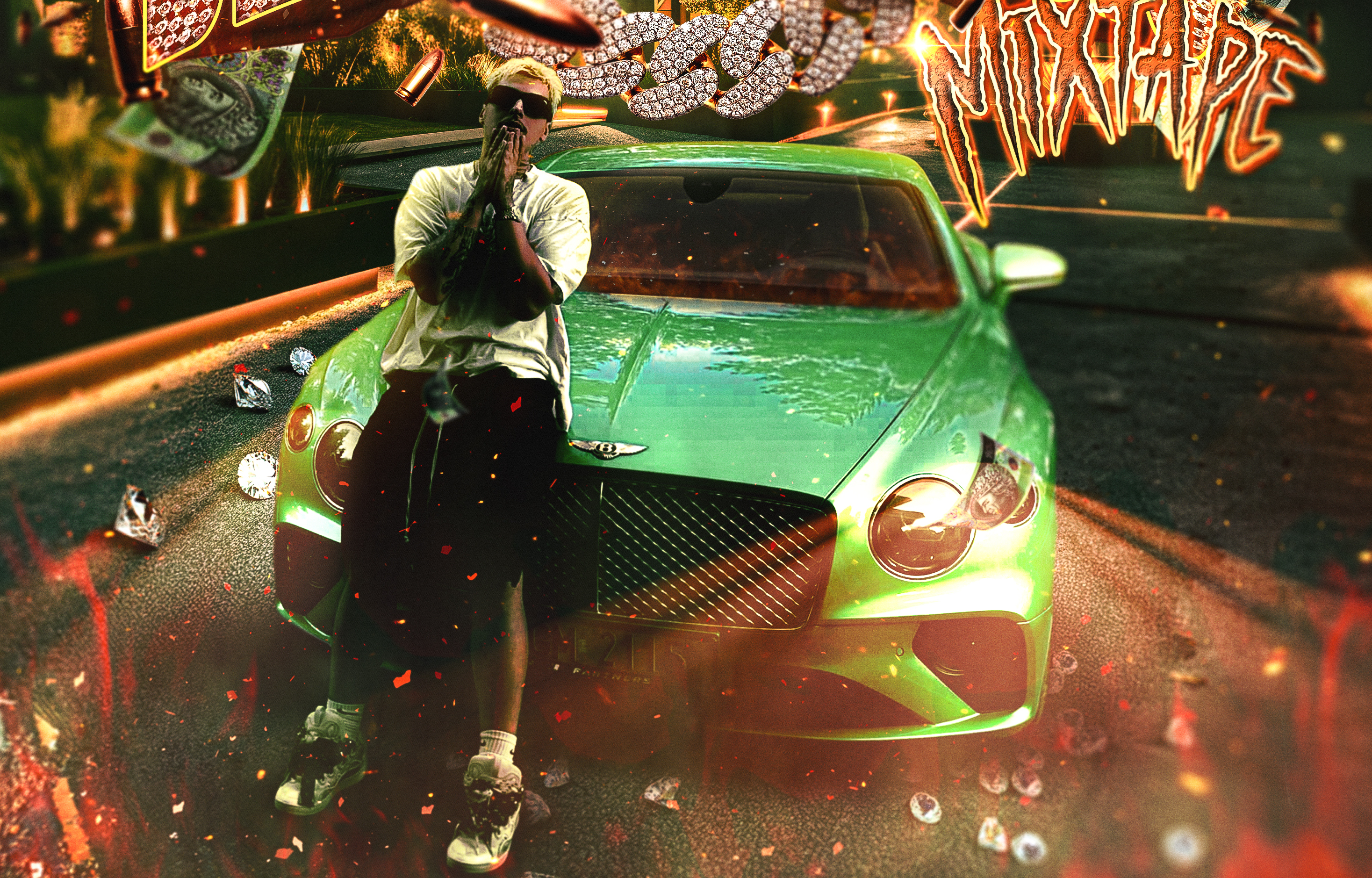 White 2115 pokazał niektóre ze swoich samochodów. Pod domem rapera stoi Bentley, BMW, Doge i kosiarka